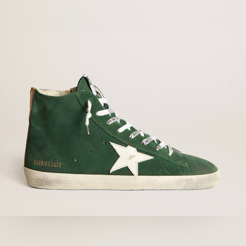 Men’s Golden Goose GGDB Green Suede with White Star Sneaker- Size 43